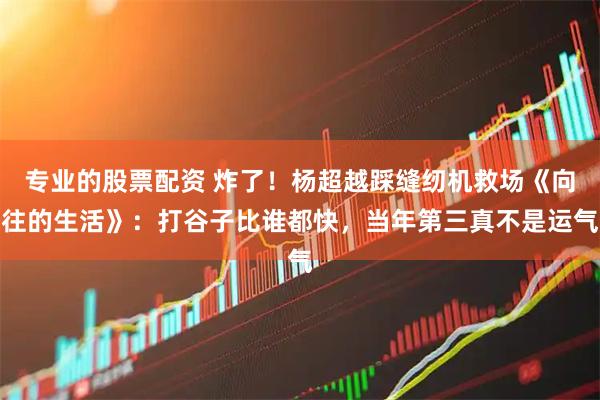 专业的股票配资 炸了！杨超越踩缝纫机救场《向往的生活》：打谷子比谁都快，当年第三真不是运气